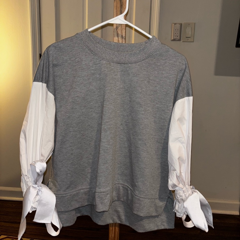 Gray and White Women's Top